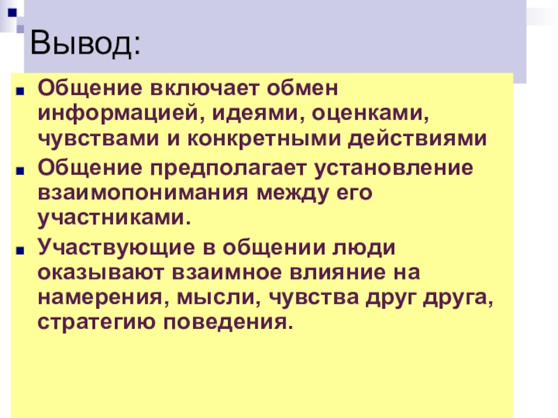 Вывод общения