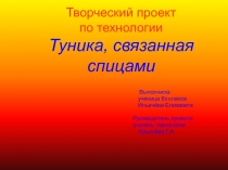 Презентация по технологии на тему Творческий проект по технологии Туника, связанная спицами