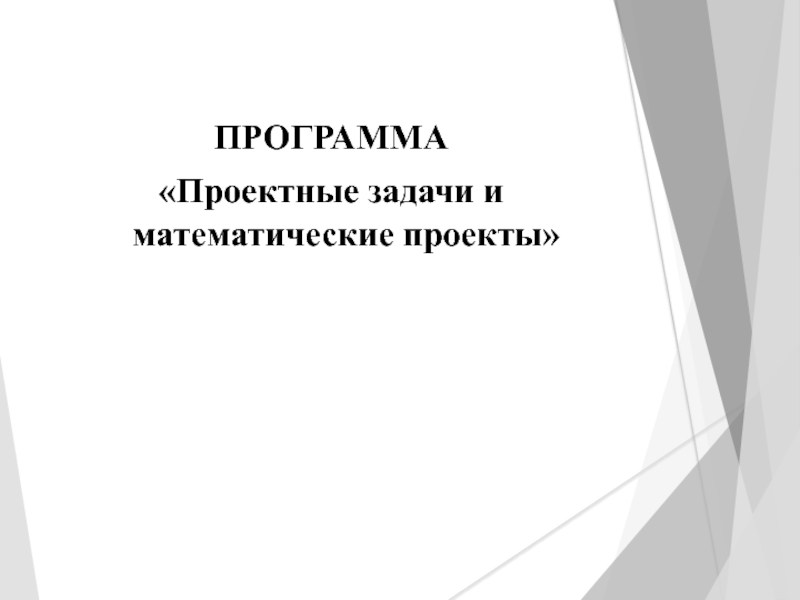 ПРОГРАММА«Проектные задачи и математические проекты»