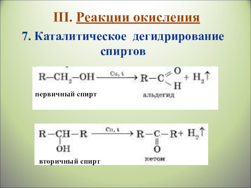 Уравнение реакции дегидрирования