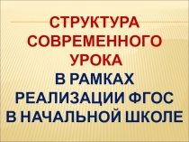 Презентация Структура современного урока