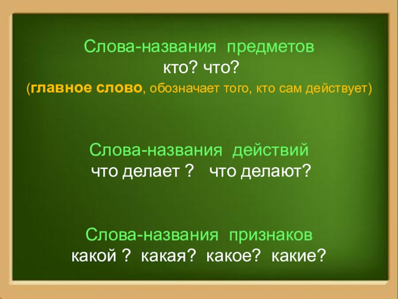 Презентация слова предметы слова действия 1 класс