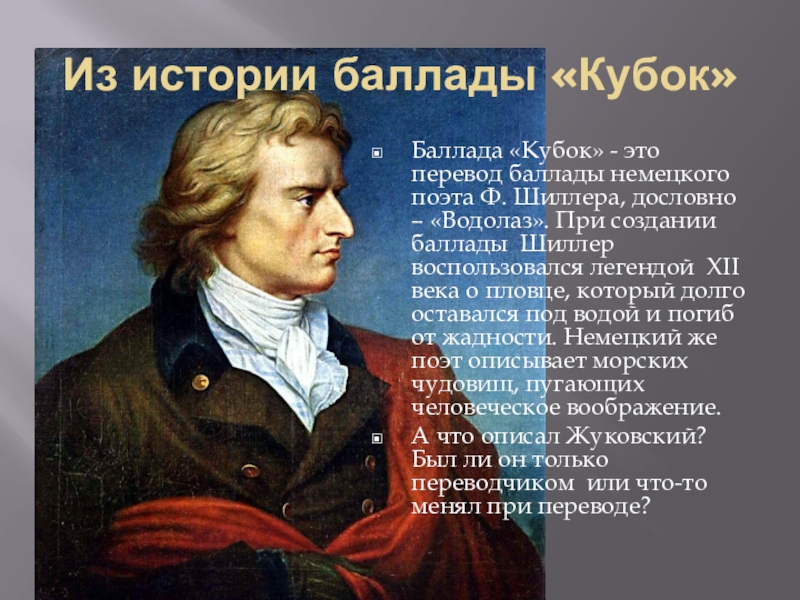 Авторы баллад. История создания баллады Кубок. История создания баллады. Из истлрии создания быллады кубоу. Конспект из истории создания баллады Кубок.