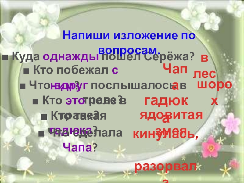 Изложение опасная встреча 2 класс презентация