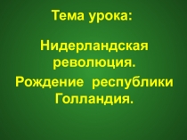 Презентация по истории Нового времени на тему Нидерландская революция. Рождение республики Голландия