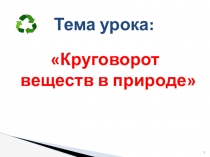 Конспект+презентация на тему : Круговорот веществ