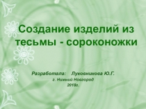 Презентация по технологии на тему Изготовление кружевных изделий из тесьмы - сороконожки