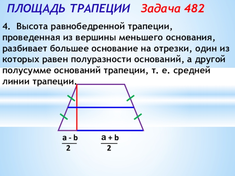 Средняя линия равна 1 2