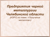Обзор. Предприятия черной металлургии Челябинской области (НЭРО по теме: Получение металлов)