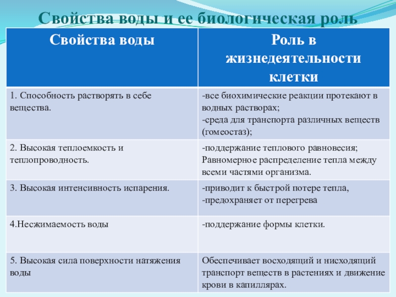 Свойства воды презентация 10 класс