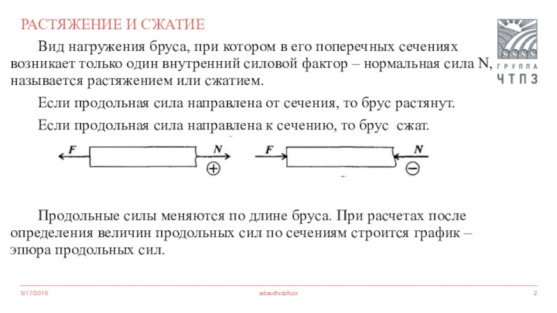 Внутренние силовые факторы при сжатии