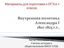 В помощь молодому учителю. Презентация Александр I. Внутренняя политика