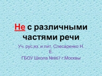 Презентация по русскому языку на тему Правописание НЕ с различными частями речи