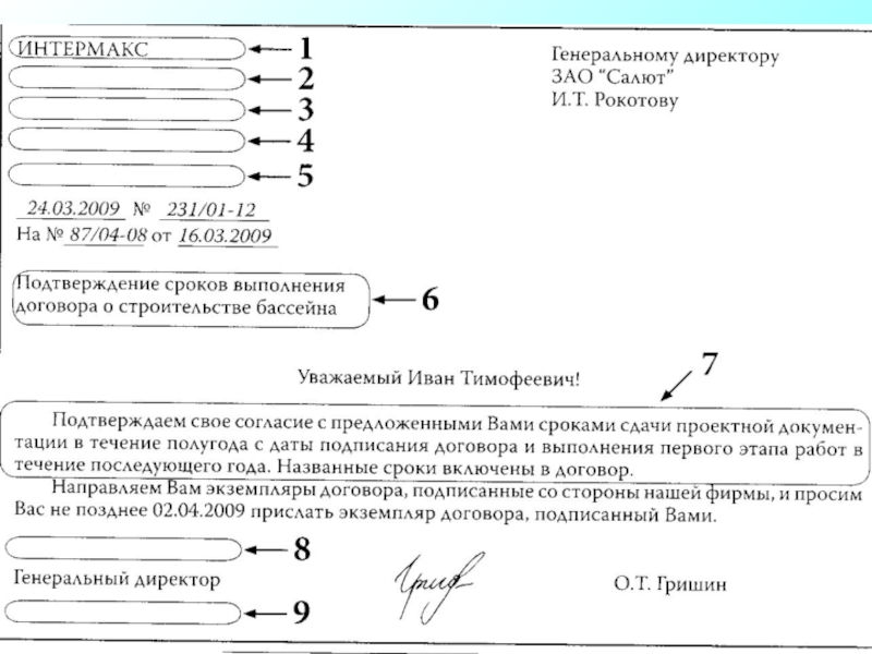 Приложение к исходящему письму образец