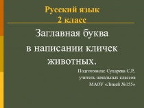 Презентация по русскому языку на тему Заглавная буква в написании кличек животных