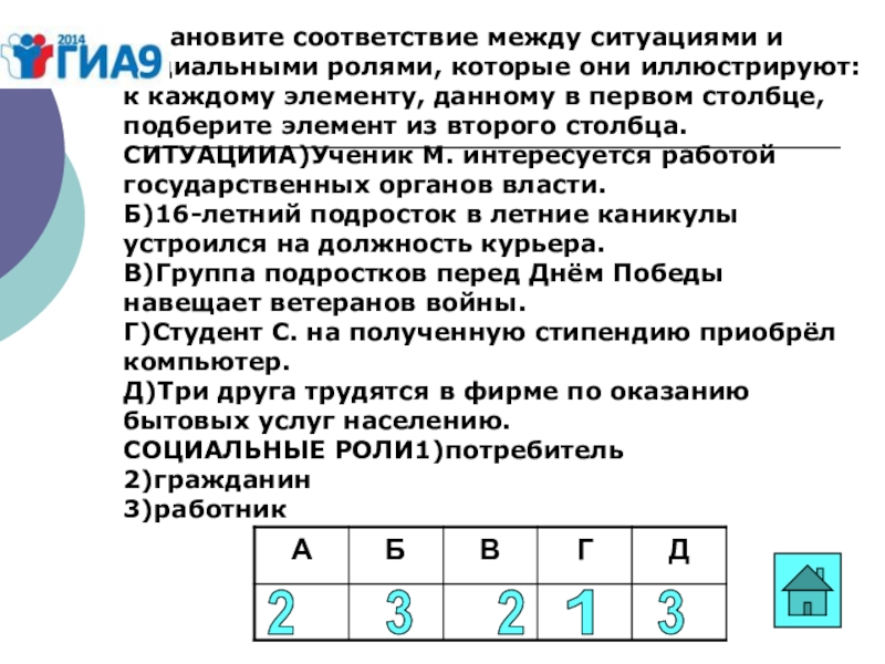 В первом столбце. Установите соответствие между ситуациями и социальными ролями.. Установите соответствие между примерами и социальными ролями. Установите соответствие между средствами общения и ситуациями. Установите соответствие между средствами общения каждому элементу.