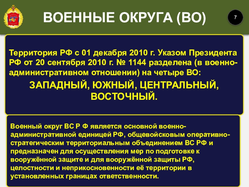 Территория РФ с 01 декабря 2010 г. Указом Президента РФ от 20 сентября 2010 г. № 1144