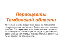 Презентация по окружающему миру на тему Первоцветы Тамбовской области 2 класс