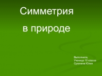 Детская презентация по математике Симметрия в природе