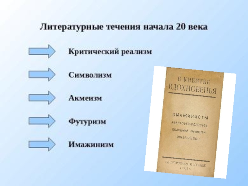 Характеристика какого литературного направления представлена культ избранной личности изображение