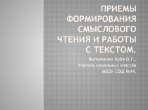Приемы формирования смыслового чтения и работы с текстом