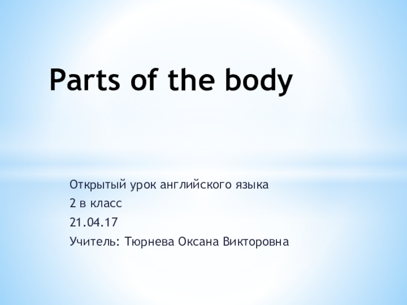 Презентация Презентация Parts of the body