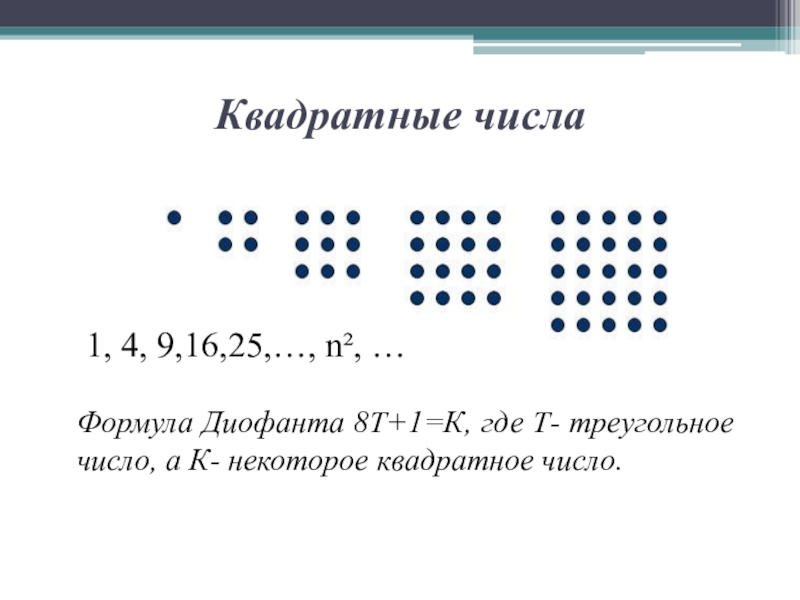 Квадрат числа 4 9. Квадратные числа. Квадратное фигурное число. Формула квадратных чисел. Квадратные и треугольные числа.