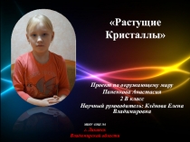 Презентация проектно - исследовательской работы ученицы 2 класса Растущие кристаллы.