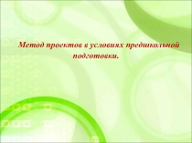 Презентация Метод поектирования в условиях предшкольной подготовке
