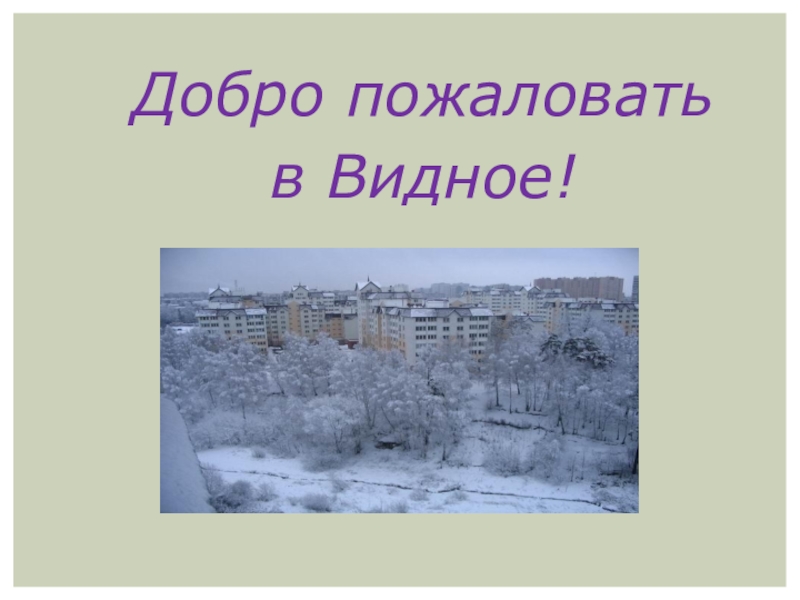 Добро пожаловать в Видное!