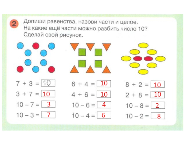 Заполни схему и допиши равенства