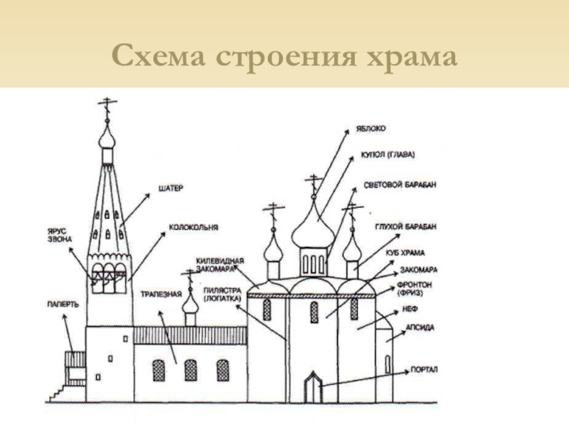 Структура православного храма. Внешнее строение храма схема. Структура храма. Строение церкви. Строение собора.