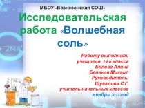 Презентация по окружающему миру Волшебная соль