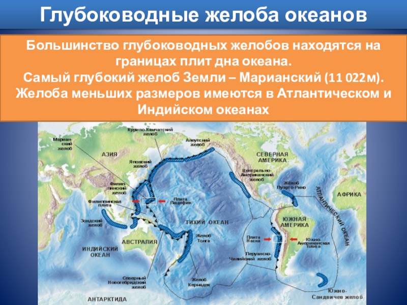 Самые глубокие части мирового океана. Пять глубоководных желобов на контурной карте. Глубоководные желоба. Глубоководные Океанические желоба. Глубоководные желоба на карте.