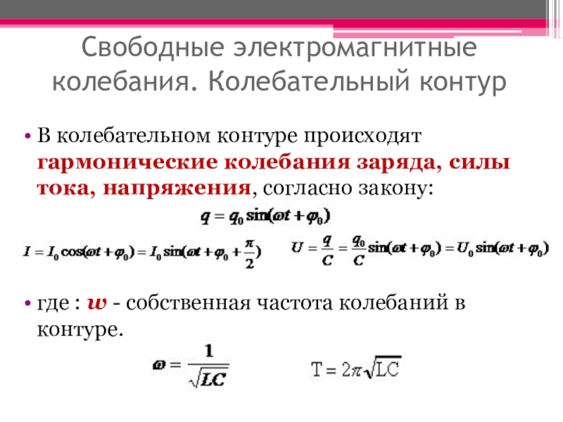 Колебание заряда в колебательном контуре