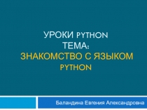 Вводная презентация по языку программирования Python.