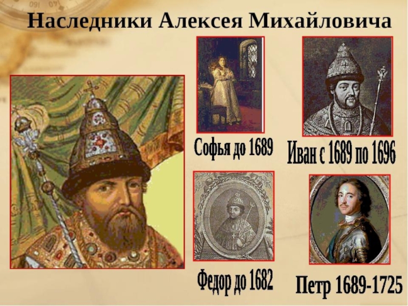 Презентация Презентация по истории России 7 кл Наследники Алексея Михайловича