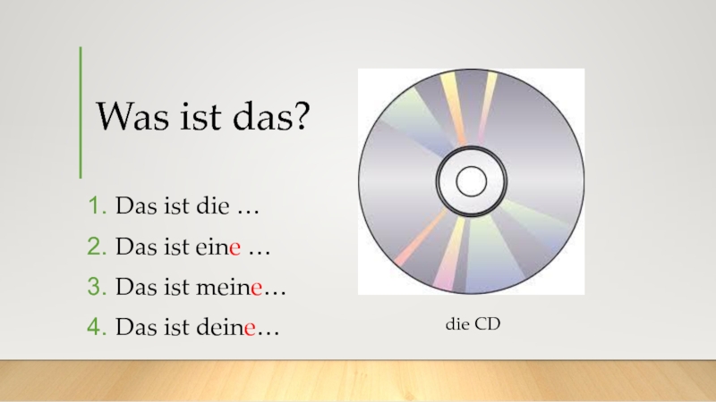 Was ist das?Das ist die …Das ist eine …Das ist meine…Das ist deine…die CD