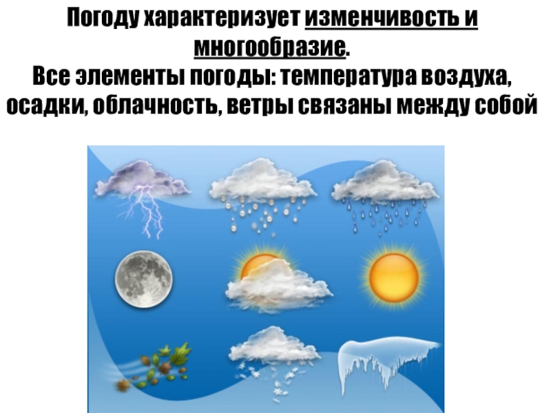 Что не является элементом погоды температура. Элементы погоды элементы климата. Элементы погоды и климата 6 класс. Разнообразие и изменчивость погоды. Облачность и ее влияние на погоду.