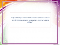 Презентация Организация самостоятельной деятельности детей дошкольного возраста