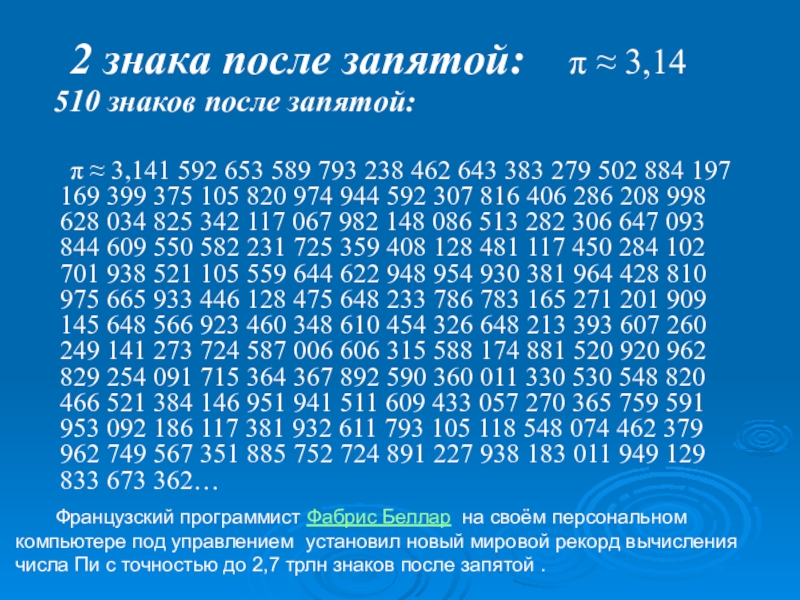 Количество знаков после запятой