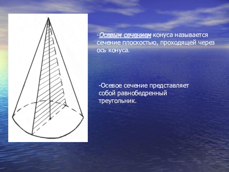 Площадь сечения конуса плоскостью проходящей. Осевое сечение конуса. Сечения конуса названия. Осевым сечением конуса называется. Осевое сечение конуса сечение конуса плоскостью проходящей через.