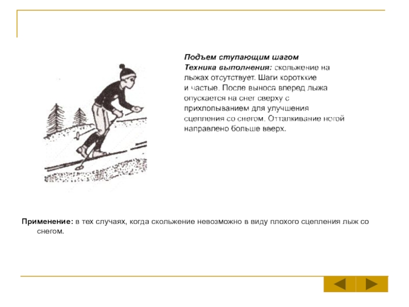 Подъем шагом. Подъём на лыжахступающим шагом. Подъем ступающим шагом. Техника выполнения ступающего шага. Совершенствование техники подъема ступающим шагом.