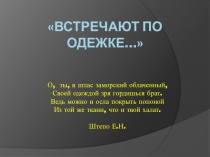 Презентация. Классный час Встречают по одежке