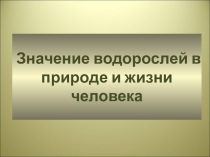 Презентация по биологии на тему: Значение водорослей. (7 класс)