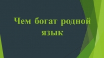 Презентация к классному часу  Чем богат родной язык