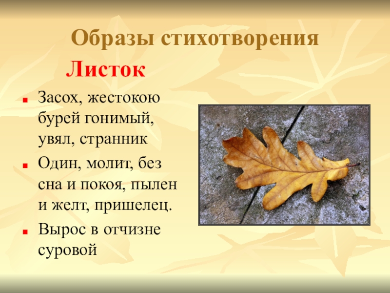 Листок лермонтов