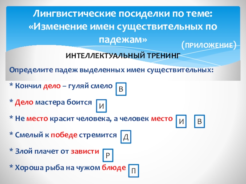 Определите падеж выделенных имен