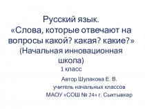 Презентация по русскому языку Слова, которые отвечают на вопросы какой? какая? какие? (1 класс)