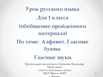 Урок по русскому языку. Урок повторение. Гласные буквы и звуки